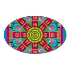 Sunny And Bohemian Sun Shines In Colors Oval Magnet by pepitasart