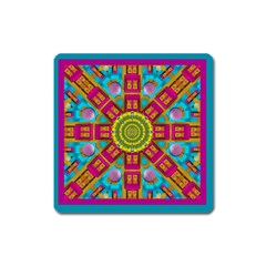 Sunny And Bohemian Sun Shines In Colors Square Magnet by pepitasart