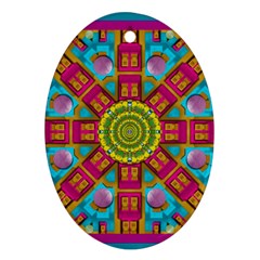 Sunny And Bohemian Sun Shines In Colors Oval Ornament (two Sides) by pepitasart