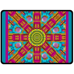 Sunny And Bohemian Sun Shines In Colors Fleece Blanket (large)  by pepitasart