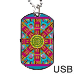 Sunny And Bohemian Sun Shines In Colors Dog Tag Usb Flash (two Sides) by pepitasart