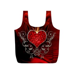 Wonderful Heart With Wings, Decorative Floral Elements Full Print Recycle Bags (s)  by FantasyWorld7