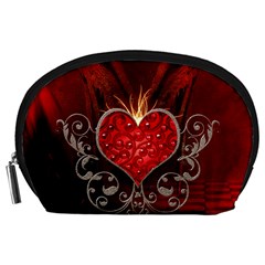 Wonderful Heart With Wings, Decorative Floral Elements Accessory Pouches (large)  by FantasyWorld7