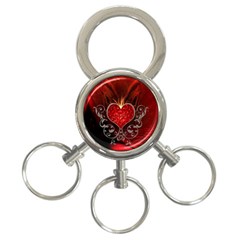 Wonderful Heart With Wings, Decorative Floral Elements 3-ring Key Chains by FantasyWorld7