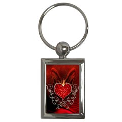 Wonderful Heart With Wings, Decorative Floral Elements Key Chains (rectangle)  by FantasyWorld7