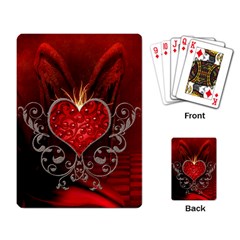 Wonderful Heart With Wings, Decorative Floral Elements Playing Card by FantasyWorld7