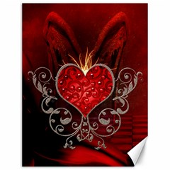 Wonderful Heart With Wings, Decorative Floral Elements Canvas 12  X 16   by FantasyWorld7