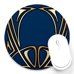 Art Nouveau,vintage,floral,belle Époque,elegant,blue,gold,art Deco,modern,trendy Round Mousepads by NouveauDesign