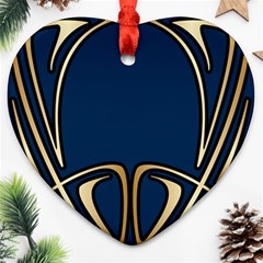 Art Nouveau,vintage,floral,belle Époque,elegant,blue,gold,art Deco,modern,trendy Heart Ornament (two Sides) by NouveauDesign