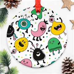 Cute And Fun Monsters Pattern Ornament (round) by Bigfootshirtshop