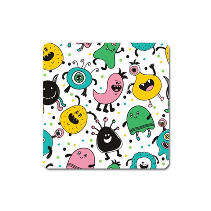 Cute And Fun Monsters Pattern Square Magnet