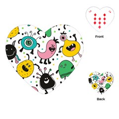 Cute And Fun Monsters Pattern Playing Cards (heart)  by Bigfootshirtshop