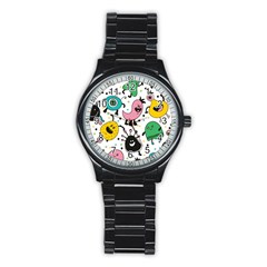 Cute And Fun Monsters Pattern Stainless Steel Round Watch by Bigfootshirtshop