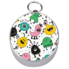 Cute And Fun Monsters Pattern Silver Compasses by Bigfootshirtshop