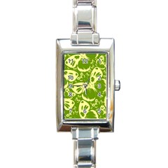 Pale Green Butterflies Pattern Rectangle Italian Charm Watch by Bigfootshirtshop