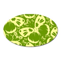 Pale Green Butterflies Pattern Oval Magnet by Bigfootshirtshop