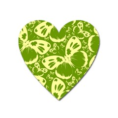 Pale Green Butterflies Pattern Heart Magnet by Bigfootshirtshop