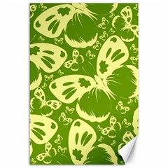 Pale Green Butterflies Pattern Canvas 24  X 36  by Bigfootshirtshop