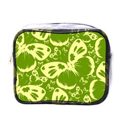 Pale Green Butterflies Pattern Mini Toiletries Bags by Bigfootshirtshop