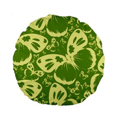 Pale Green Butterflies Pattern Standard 15  Premium Round Cushions by Bigfootshirtshop