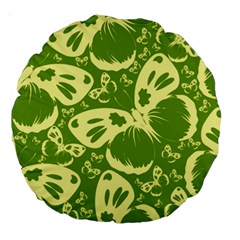 Pale Green Butterflies Pattern Large 18  Premium Round Cushions by Bigfootshirtshop