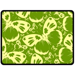 Pale Green Butterflies Pattern Double Sided Fleece Blanket (large)  by Bigfootshirtshop