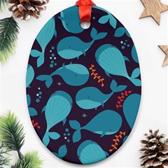 Blue Whale Pattern Ornament (oval) by Bigfootshirtshop