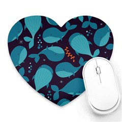 Blue Whale Pattern Heart Mousepads by Bigfootshirtshop