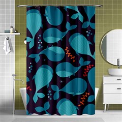 Blue Whale Pattern Shower Curtain 48  X 72  (small)  by Bigfootshirtshop