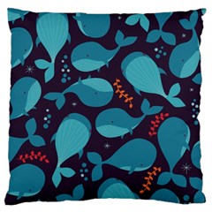 Blue Whale Pattern Large Cushion Case (two Sides) by Bigfootshirtshop