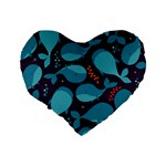 Blue Whale Pattern Standard 16  Premium Heart Shape Cushions Back