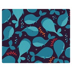 Blue Whale Pattern Double Sided Flano Blanket (medium)  by Bigfootshirtshop