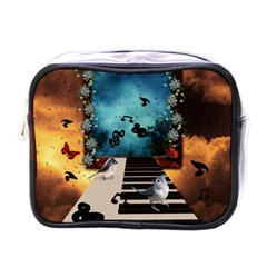 Music, Piano With Birds And Butterflies Mini Toiletries Bags