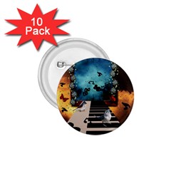 Music, Piano With Birds And Butterflies 1.75  Buttons (10 pack)