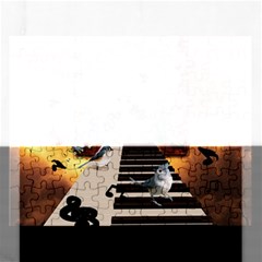 Music, Piano With Birds And Butterflies Rectangular Jigsaw Puzzl by FantasyWorld7