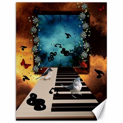 Music, Piano With Birds And Butterflies Canvas 18  x 24  