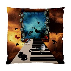 Music, Piano With Birds And Butterflies Standard Cushion Case (Two Sides)