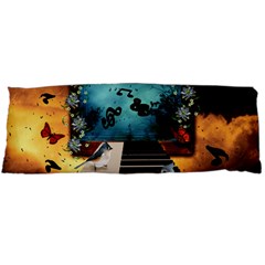 Music, Piano With Birds And Butterflies Body Pillow Case (Dakimakura)