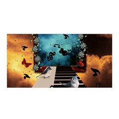 Music, Piano With Birds And Butterflies Satin Wrap by FantasyWorld7