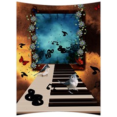 Music, Piano With Birds And Butterflies Back Support Cushion