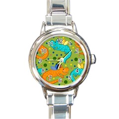 Colorful Dragons Pattern Round Italian Charm Watch