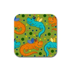 Colorful Dragons Pattern Rubber Square Coaster (4 pack) 