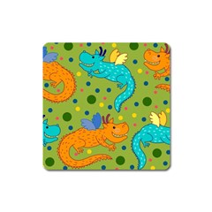 Colorful Dragons Pattern Square Magnet