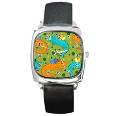 Colorful Dragons Pattern Square Metal Watch by Bigfootshirtshop