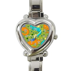 Colorful Dragons Pattern Heart Italian Charm Watch by Bigfootshirtshop