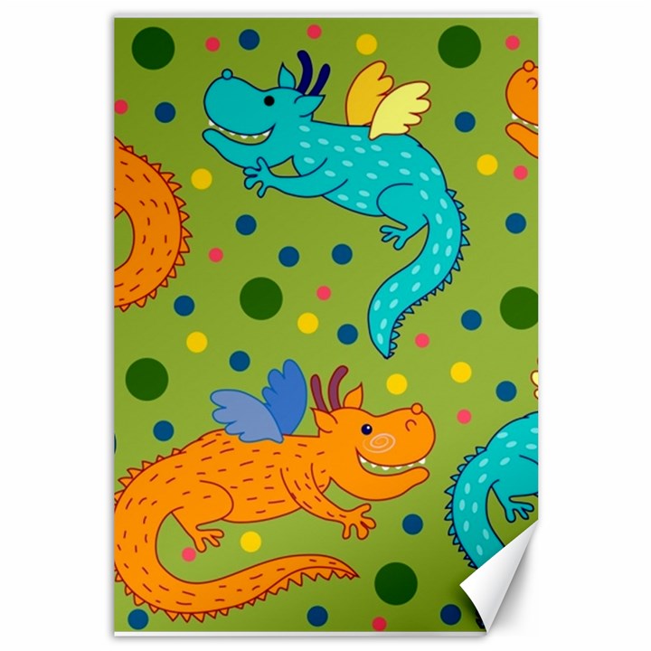 Colorful Dragons Pattern Canvas 12  x 18  