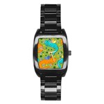 Colorful Dragons Pattern Stainless Steel Barrel Watch Front