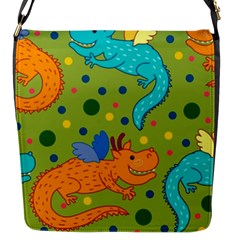 Colorful Dragons Pattern Flap Messenger Bag (S)