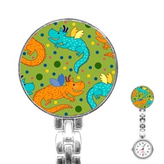 Colorful Dragons Pattern Stainless Steel Nurses Watch