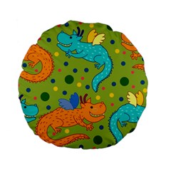 Colorful Dragons Pattern Standard 15  Premium Flano Round Cushions